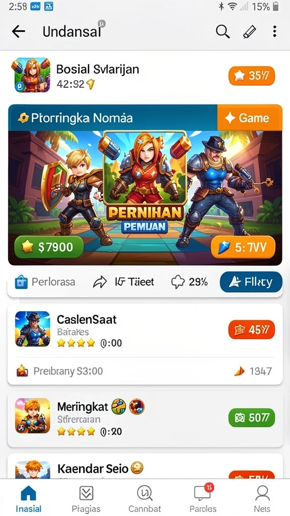 Tampilan antarmuka utama GUS77 yang menarik.