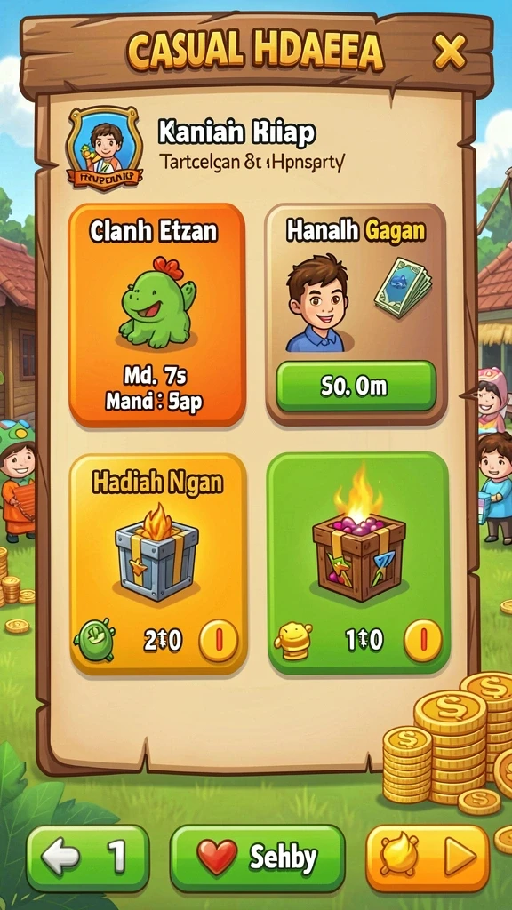 Screenshot menampilkan level awal yang penuh warna dan atraktif.